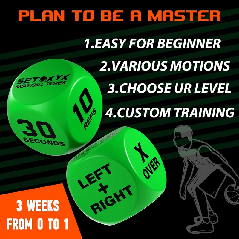 SETOXYX Basketball Dribble Skills Dice Set - Training Equipment - Basketball Gift for Boys.Dribble Skills Training for Beginner and Party Favors - Image 3
